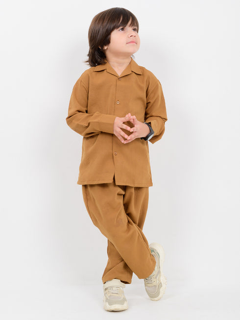 Eastern Starry Embossed Wash & Wear 2 Piece Set (Mustard)