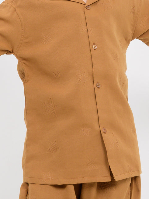 Eastern Starry Embossed Wash & Wear 2 Piece Set (Mustard)