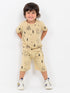 Forest Bear Themed Cotton Short Set (Beige)
