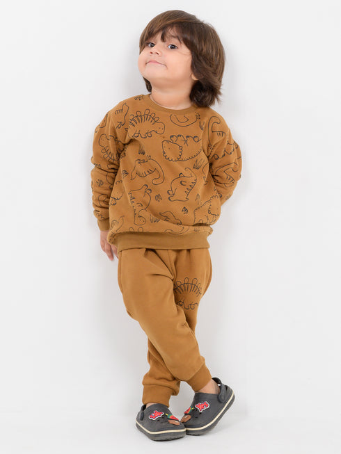 The Dinosaur Themed Fleece Suit (Caramel Brown)