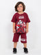 Oversized Marvel Heroes Cotton Short Set (Heroic Maroon)
