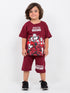 Oversized Marvel Heroes Cotton Short Set (Heroic Maroon)