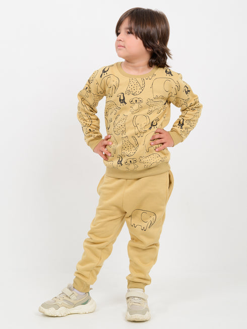Safari Sketch Fleece Suit (Mustard)