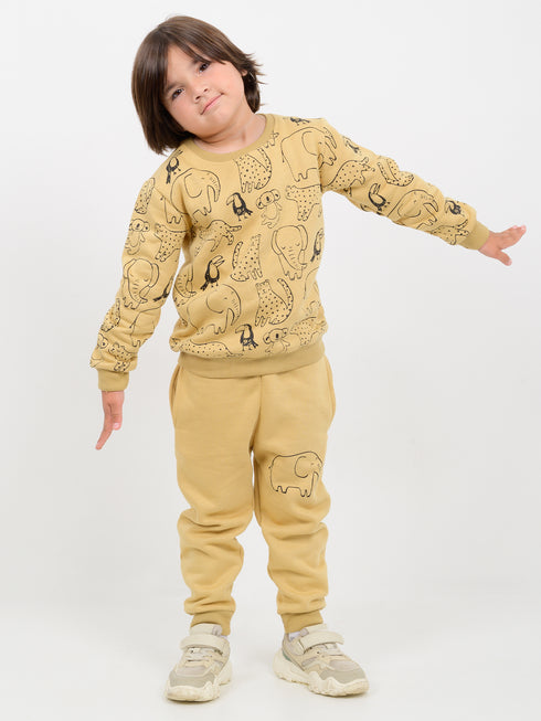 Safari Sketch Fleece Suit (Mustard)