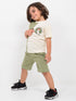 Fun Day Colorblock Cotton Short Set (Olive-Vanilla)