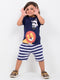Zebra & King Combo Cotton Short Set (Navy Safari)