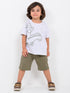 Oversized Croc & Roll Cotton Short Set (Light Grey-Muddy Olive)