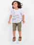 Oversized Croc & Roll Cotton Short Set (Light Grey-Muddy Olive)