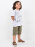 Oversized Croc & Roll Cotton Short Set (Light Grey-Muddy Olive)
