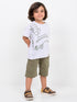 Oversized Croc & Roll Cotton Short Set (Light Grey-Muddy Olive)