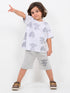 Oversized Elefun Times Cotton Short Set (Pebble Grey)