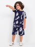 Tropical Drift Cotton Short Set (Palm Navy)