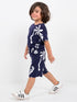 Tropical Drift Cotton Short Set (Palm Navy)