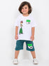 Oversized Ben 10 Cotton Short Set (White-Teal Green)