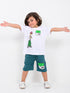 Oversized Ben 10 Cotton Short Set (White-Teal Green)