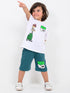 Oversized Ben 10 Cotton Short Set (White-Teal Green)