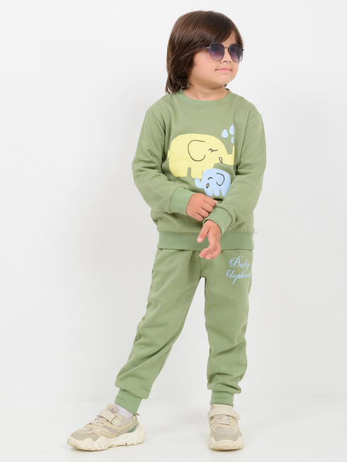 Baby Elephant Jogger Fleece Suit (Soft Green)