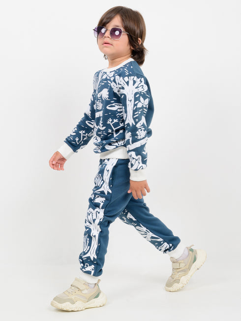 The Woodland Tales Fleece Suit (White-Blue)