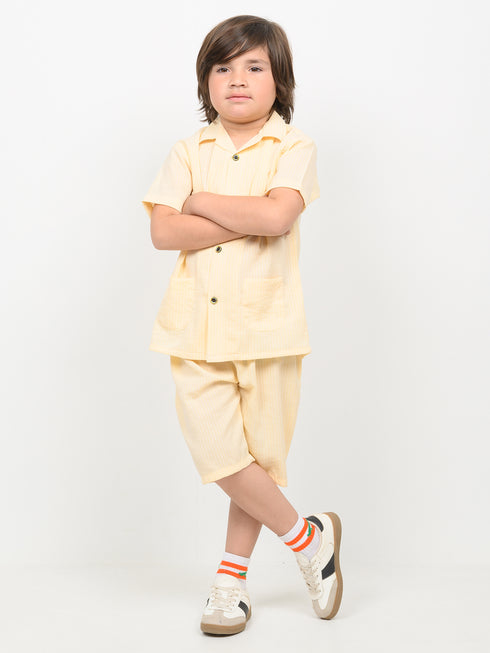 Imported Wash & Wear 2 Piece Short Set (Lemon Chiffon)