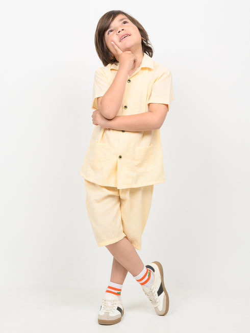Imported Wash & Wear 2 Piece Short Set (Lemon Chiffon)