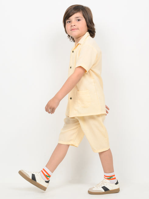 Imported Wash & Wear 2 Piece Short Set (Lemon Chiffon)
