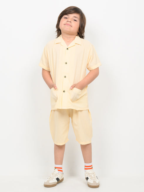 Imported Wash & Wear 2 Piece Short Set (Lemon Chiffon)