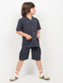 Imported Chambray 2 Piece Short Set (Black)
