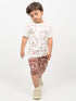 Teddy Bear Play Cotton Short Set (Off-White & Brown)