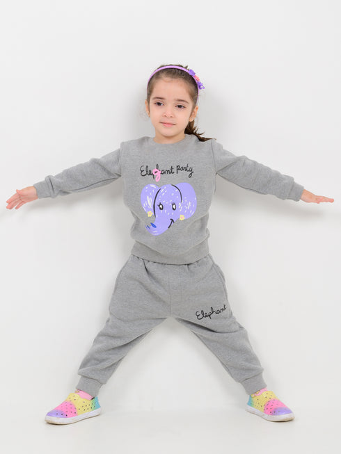 Elephant Party Fleece Suit (Grey)