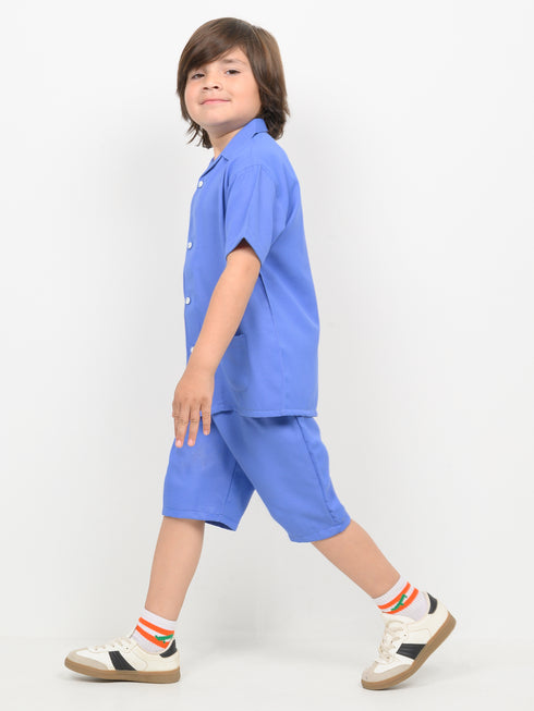 Imported Denim Chambray 2 Piece Short Set (Royal Blue)