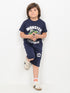 Monster Trucker Cotton Short Set (Navy Blue)