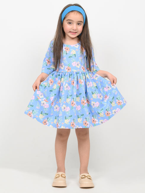 Imported Cotton Bluebell Charm Frock (Sky Blue)