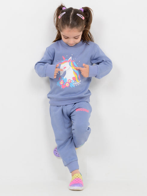 The Unicorn Dreamer Fleece Suit (Dusty Blue)