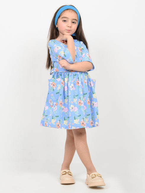 Imported Cotton Bluebell Charm Frock (Sky Blue)