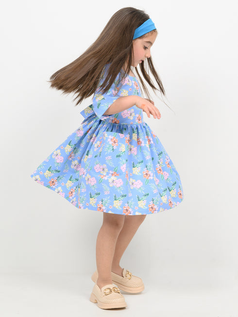 Imported Cotton Bluebell Charm Frock (Sky Blue)