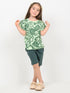 Frill Sleeves Floral Garden Cotton Short Set (Light & Dark Green)