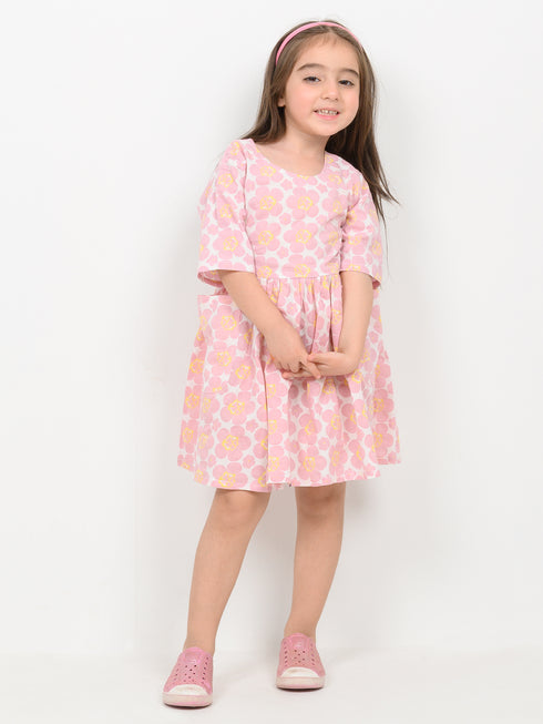 Imported Lawn Rosy Meadow Frock (Soft Coral Pink)