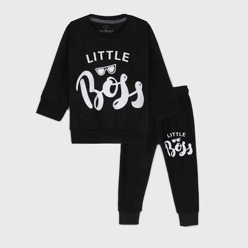 Little Boss Fleece Tracksuit (Black)