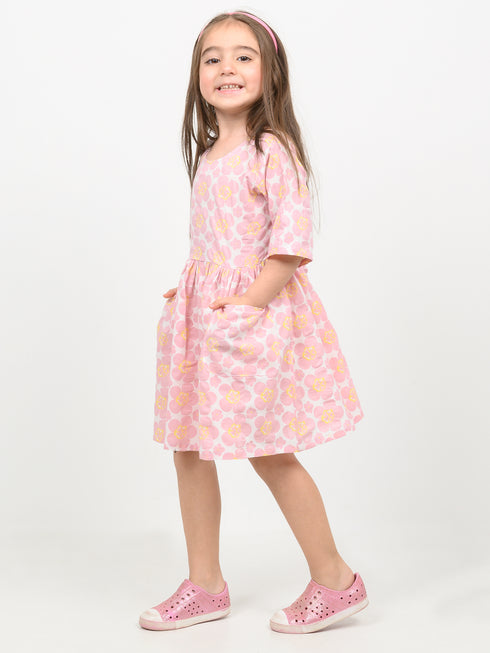 Imported Lawn Rosy Meadow Frock (Soft Coral Pink)