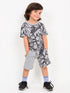 Patterned Cotton Short Set (Gray)