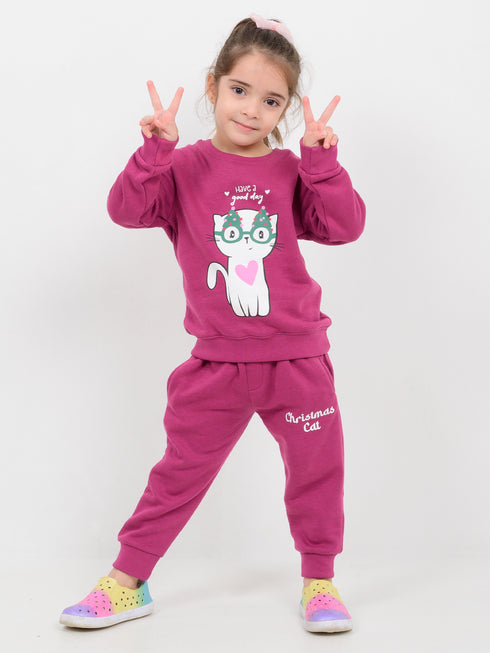 Cozy Cat Fleece Suit (Berry Pink)