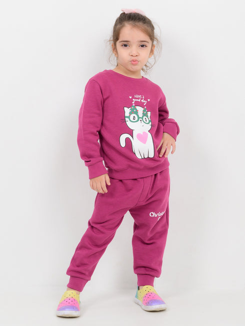 Cozy Cat Fleece Suit (Berry Pink)