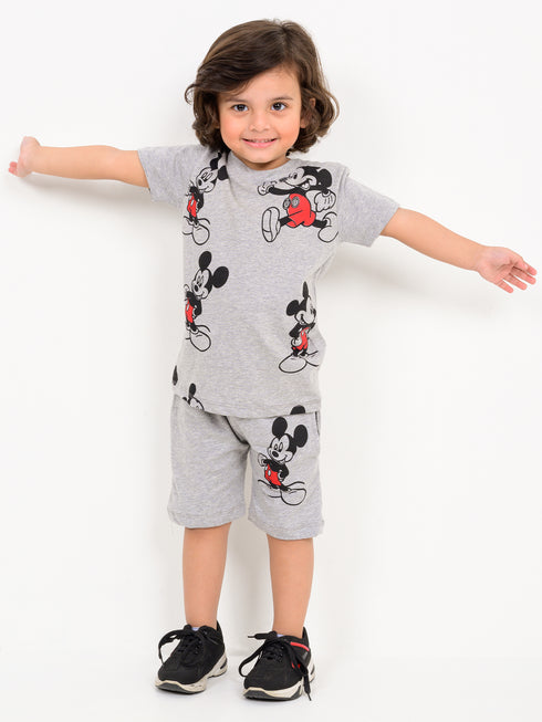 Mickey Mickey Mouse Cotton Short Set (Heather Gray)