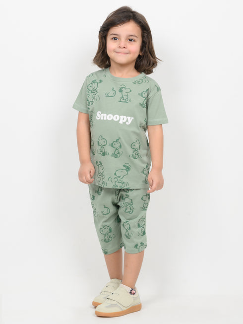 The Snoopy Shuffle Cotton Short Set (Mint Green)