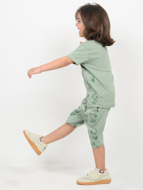 The Snoopy Shuffle Cotton Short Set (Mint Green)