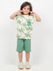 The Palmside Picnic Cotton Short Set (Cream & Bright Green)