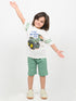 Little Tractor Cotton Short Set (White & Green)
