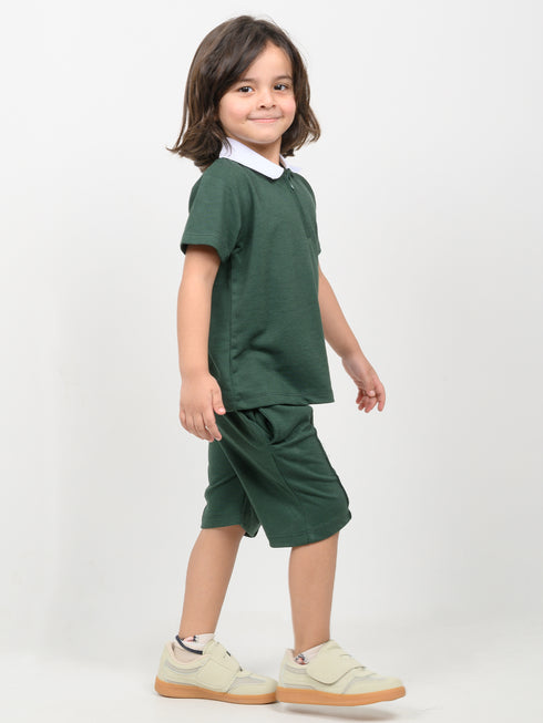 Classic Zip Polo Set (Dark Green)