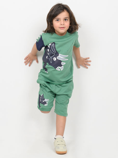 The Tri-Topia Adventure Cotton Short Set (Kelly Green)