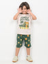 Jungle Explorer Cotton Short Set (Ivory & Dark Green)